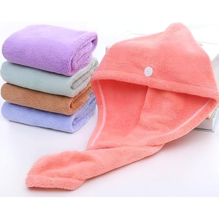 Hair Towel Wrap - Quick Drying Microfiber Towel for Women with Elastic Loop for Tie, Super Absorbent Head Wrap for Ladies, Perfect for Hair Turban Use (Multicolor) (1PCS) - Image 4